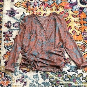 🎈 Zara Trafaluc Lurex Metallic Wrap Top
